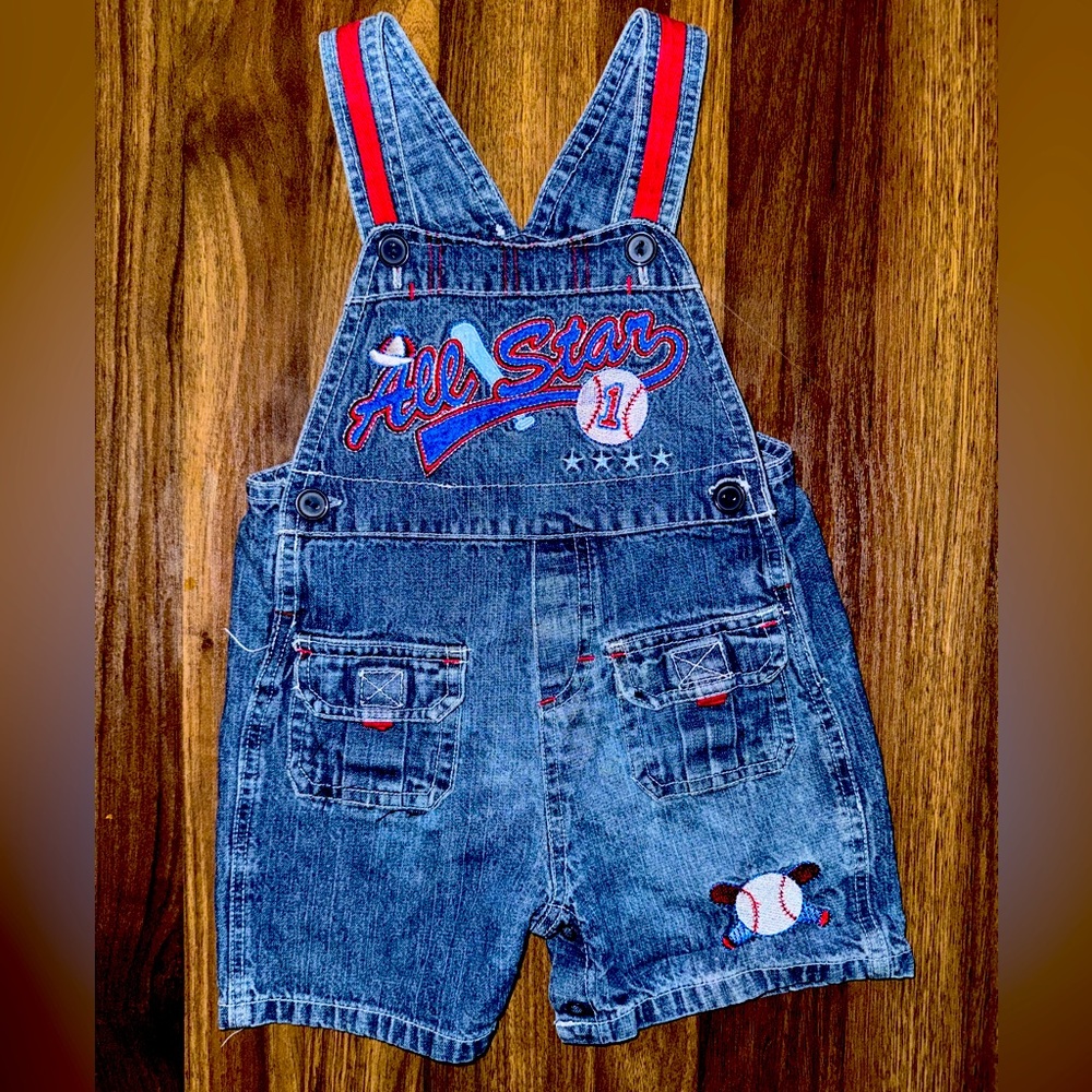 Fisher-Price Vintage Denim Baseball Overalls 18m EUC